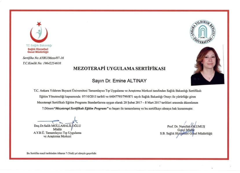 Dr. Emine Altınay Medikal Eğitim Sertifikası 2